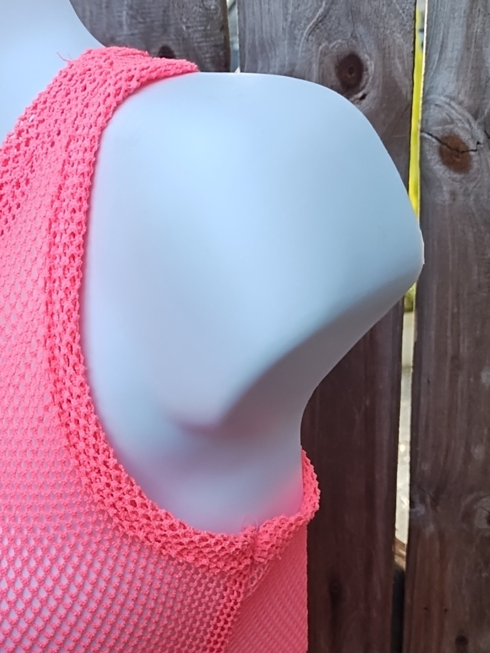 Neon Coral Mesh Tank Top (S) - Picture 8 of 10
